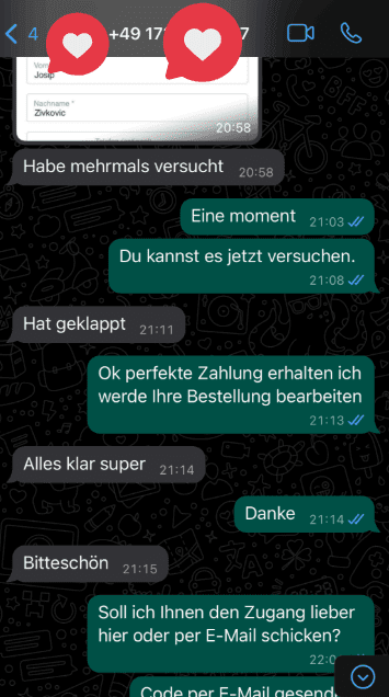 Recensione cliente 4 via WhatsApp