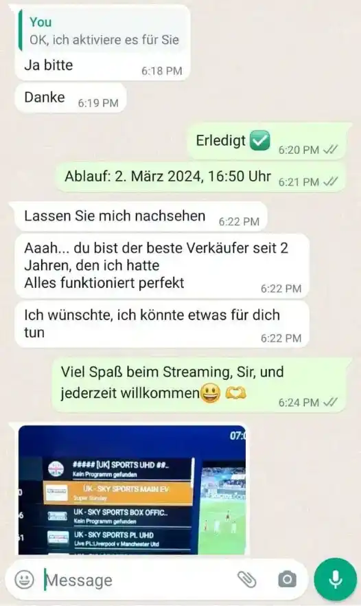 Recensione cliente 6 via WhatsApp